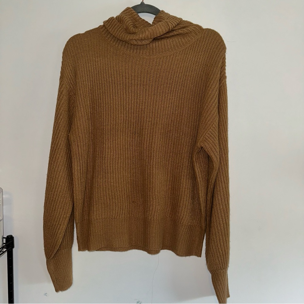 Ambiance Brown Turtleneck Sweater Ribbed Knit